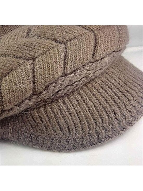 2 Packs Women\'s Winter Warm Knit Hat Wool Snow Ski Caps with Visor